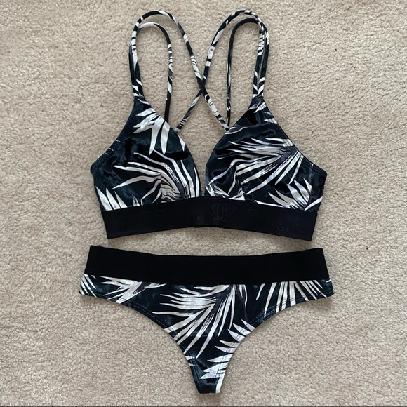 PINK Velvet Bralette and Panty Set - Picture 1 of 5